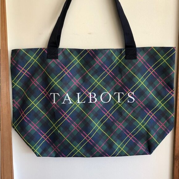 TALBOTS Tartan Plaid Extra Large Market Tote Reusable Shopping Bag - Picture 3 of 15